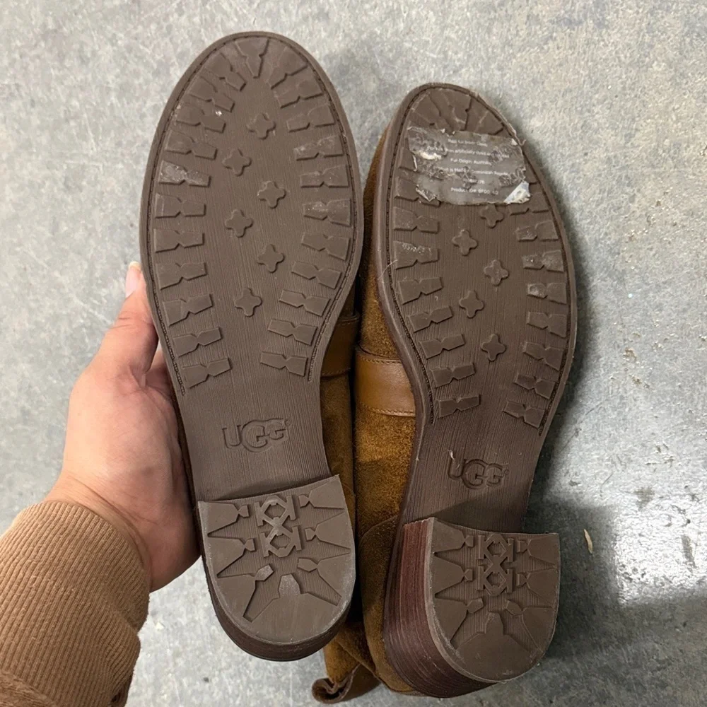 UGG Tan Suede Ankle Boots with Buckle